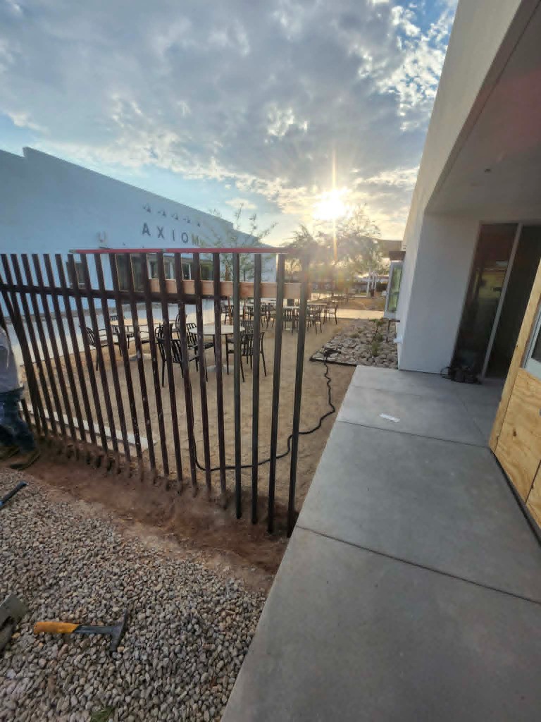 Commercial concrete walkway beside modern building